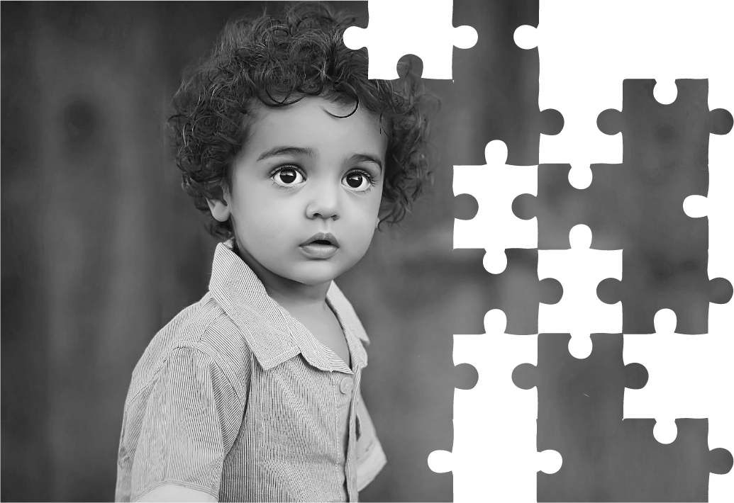 Puzzle d'une photo d'un enfant en noir et blanc